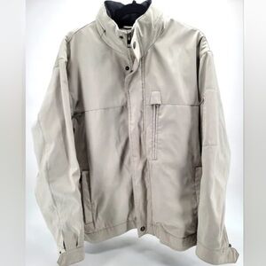 Michael Kors Jacket Men M Beige Khaki Hidden Hood Insulated Brushed Fabric